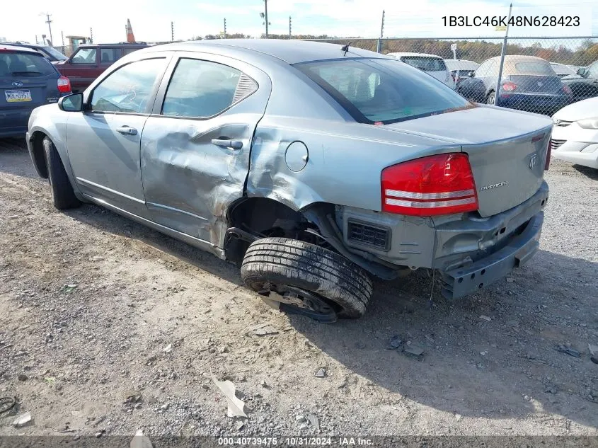 2008 Dodge Avenger Se VIN: 1B3LC46K48N628423 Lot: 40739475