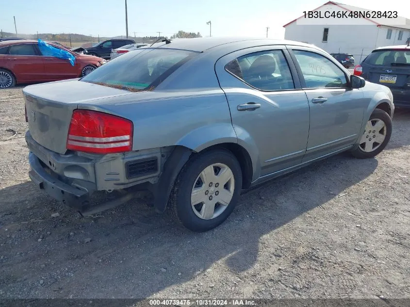 2008 Dodge Avenger Se VIN: 1B3LC46K48N628423 Lot: 40739475