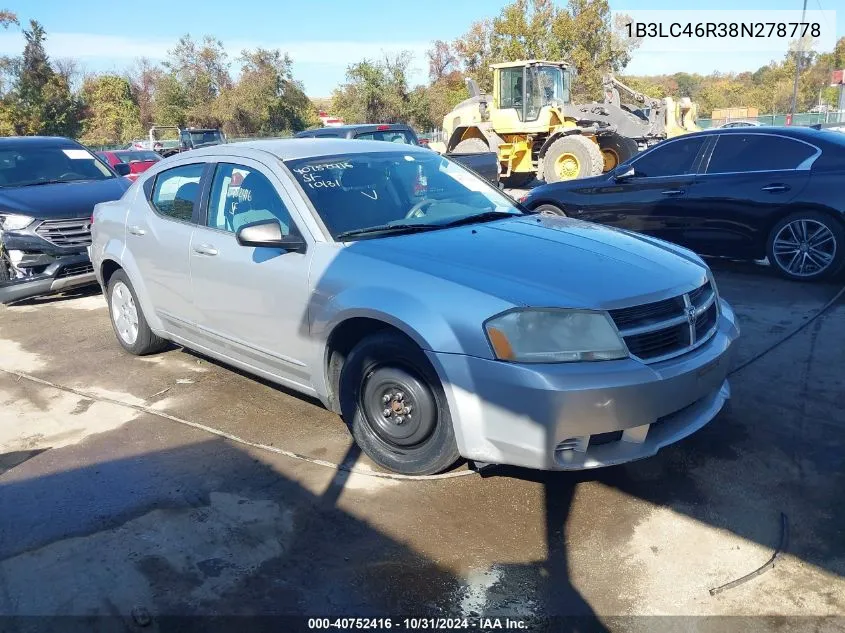 2008 Dodge Avenger Se VIN: 1B3LC46R38N278778 Lot: 40752416