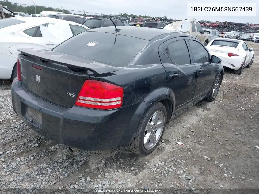 2008 Dodge Avenger R/T VIN: 1B3LC76M58N567439 Lot: 40760457