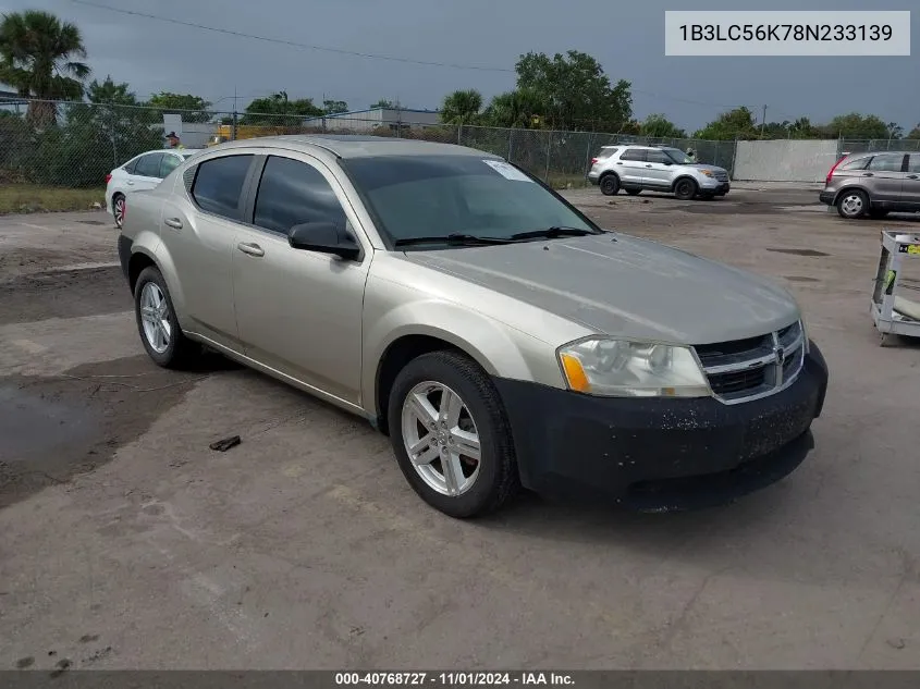 2008 Dodge Avenger Sxt VIN: 1B3LC56K78N233139 Lot: 40768727