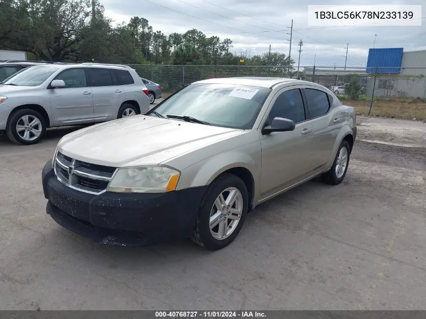 2008 Dodge Avenger Sxt VIN: 1B3LC56K78N233139 Lot: 40768727