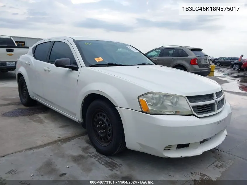 2008 Dodge Avenger Se VIN: 1B3LC46K18N575017 Lot: 40773181