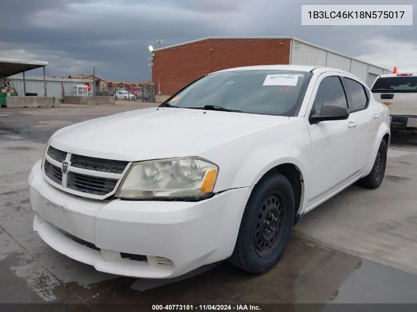 2008 Dodge Avenger Se VIN: 1B3LC46K18N575017 Lot: 40773181