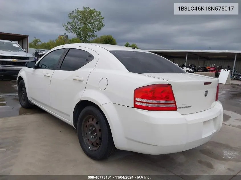 2008 Dodge Avenger Se VIN: 1B3LC46K18N575017 Lot: 40773181