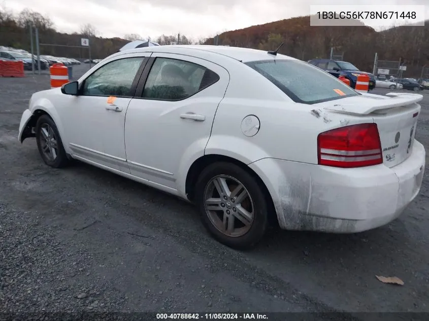 2008 Dodge Avenger Sxt VIN: 1B3LC56K78N671448 Lot: 40788642