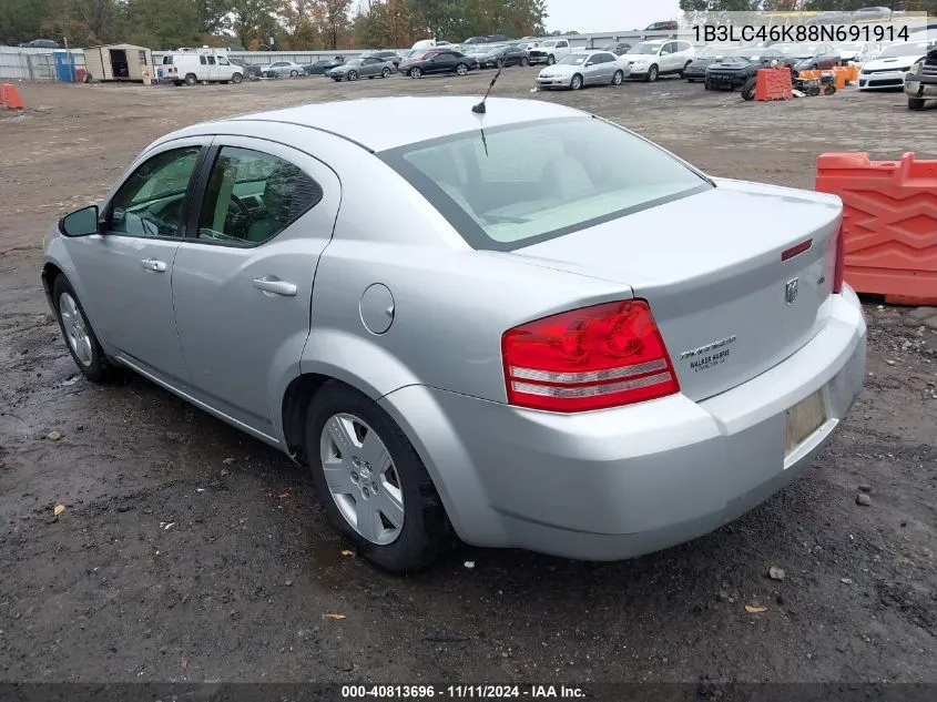 2008 Dodge Avenger Se VIN: 1B3LC46K88N691914 Lot: 40813696