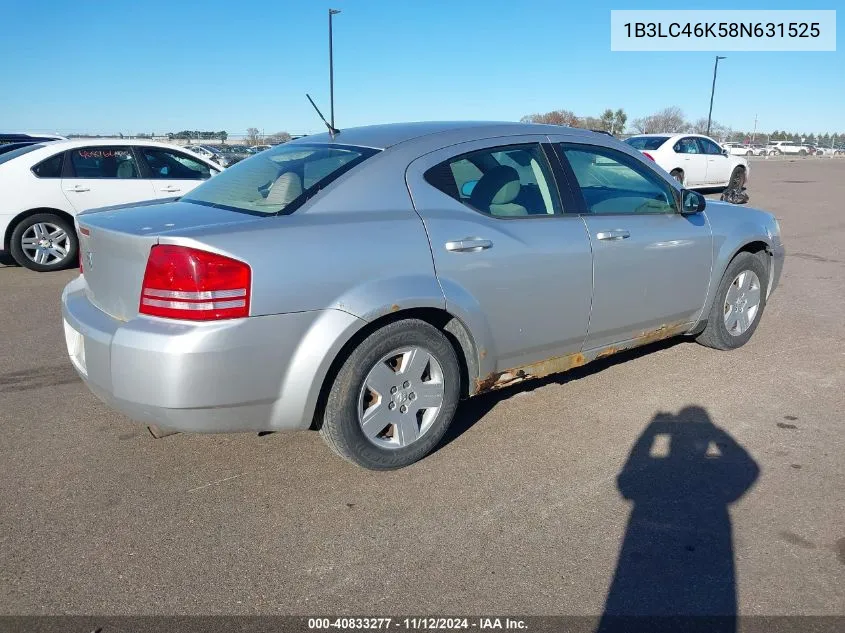 2008 Dodge Avenger Se VIN: 1B3LC46K58N631525 Lot: 40833277