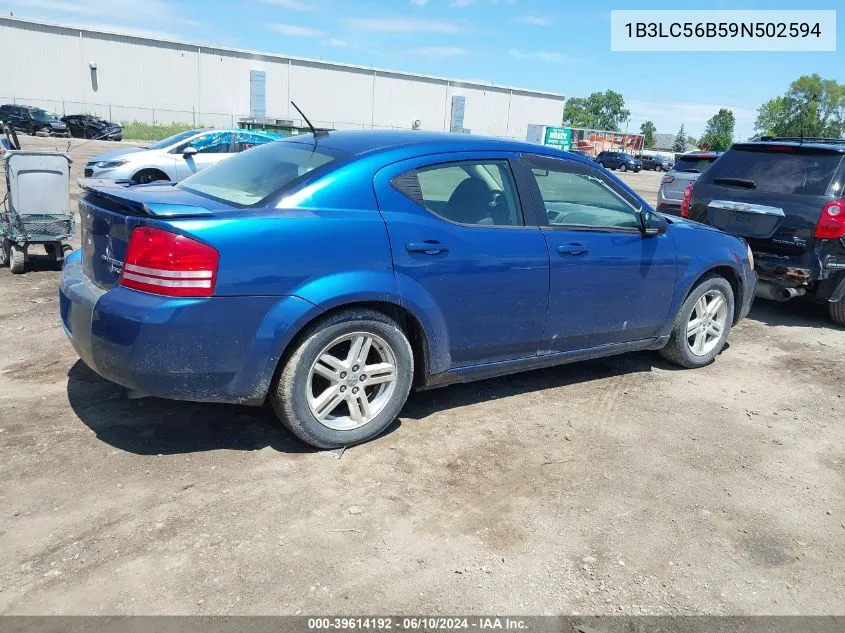 2009 Dodge Avenger Sxt VIN: 1B3LC56B59N502594 Lot: 39614192