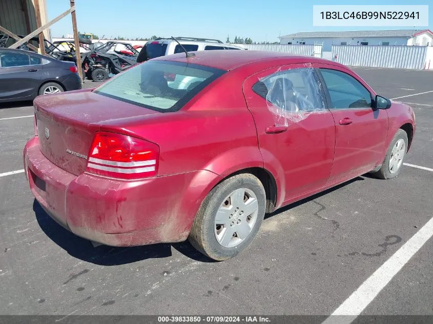 2009 Dodge Avenger Se/Sxt VIN: 1B3LC46B99N522941 Lot: 39833850