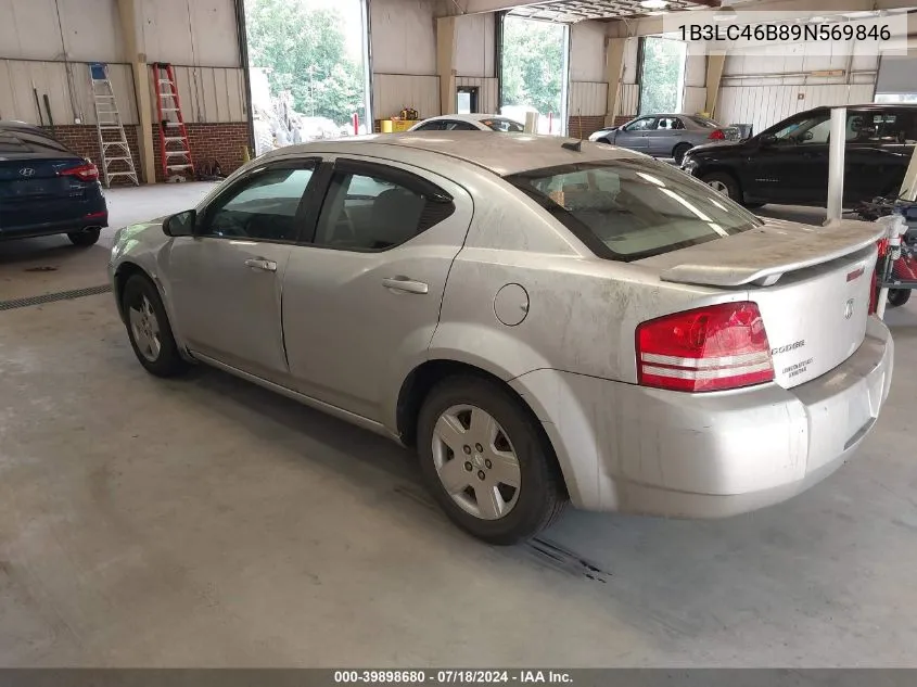 2009 Dodge Avenger Se/Sxt VIN: 1B3LC46B89N569846 Lot: 39898680