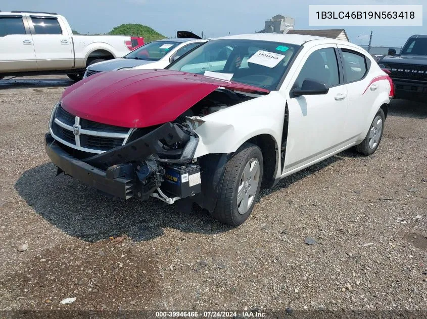 2009 Dodge Avenger Se/Sxt VIN: 1B3LC46B19N563418 Lot: 39946466