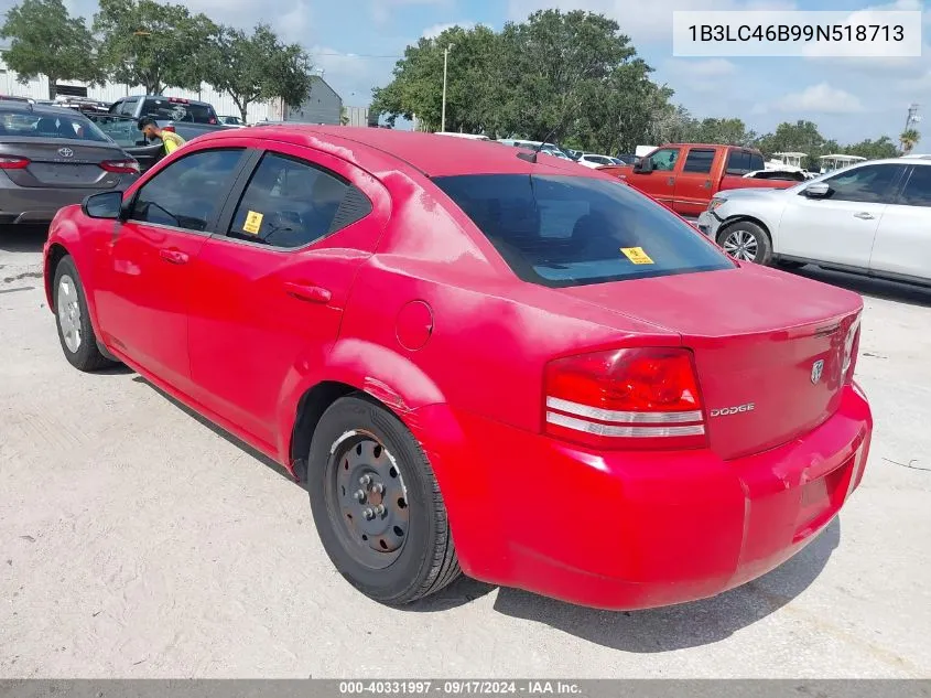 2009 Dodge Avenger Se/Sxt VIN: 1B3LC46B99N518713 Lot: 40331997