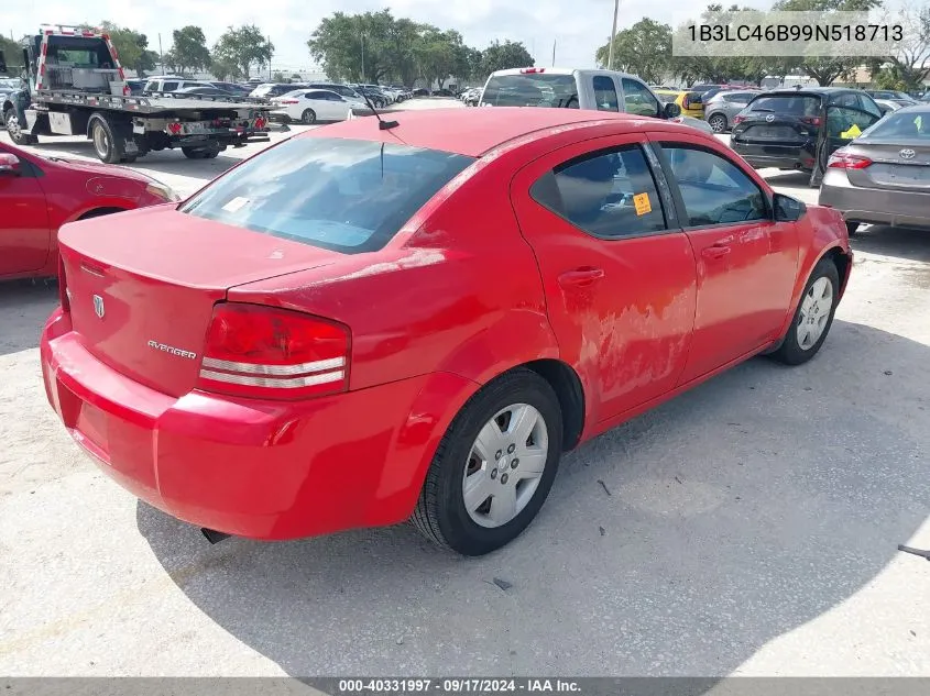 2009 Dodge Avenger Se/Sxt VIN: 1B3LC46B99N518713 Lot: 40331997