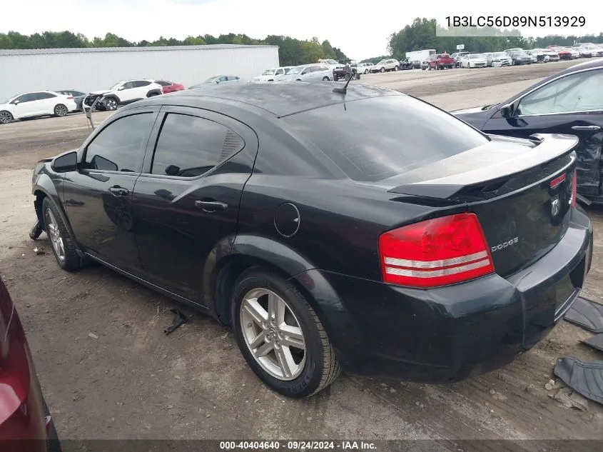 2009 Dodge Avenger R/T VIN: 1B3LC56D89N513929 Lot: 40404640