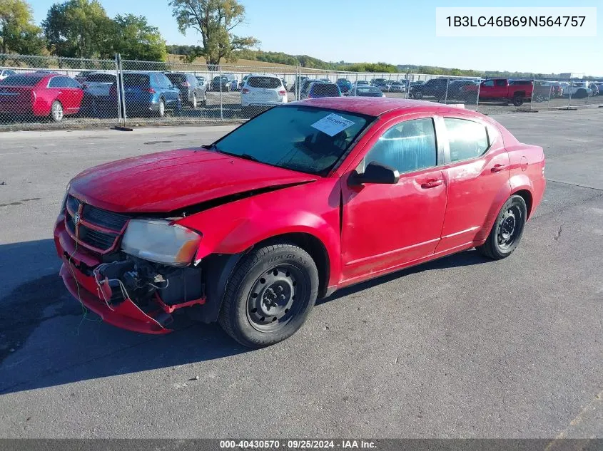 2009 Dodge Avenger Se/Sxt VIN: 1B3LC46B69N564757 Lot: 40430570