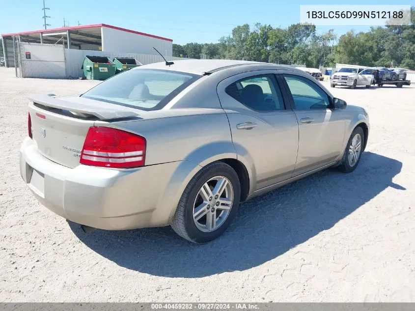 2009 Dodge Avenger Sxt VIN: 1B3LC56D99N512188 Lot: 40459282