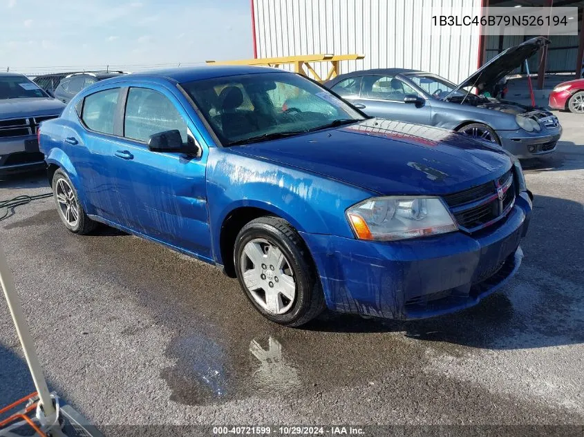 2009 Dodge Avenger Se/Sxt VIN: 1B3LC46B79N526194 Lot: 40721599