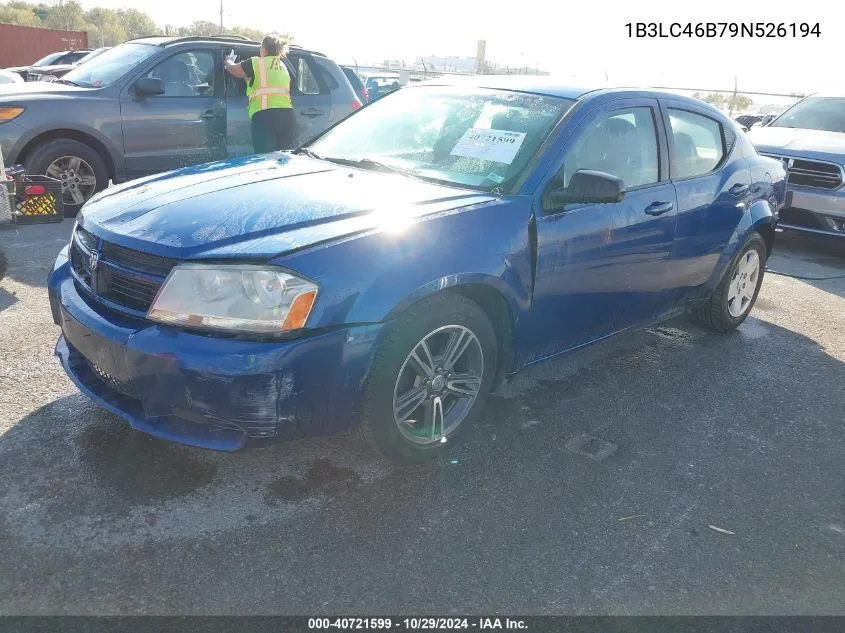 2009 Dodge Avenger Se/Sxt VIN: 1B3LC46B79N526194 Lot: 40721599