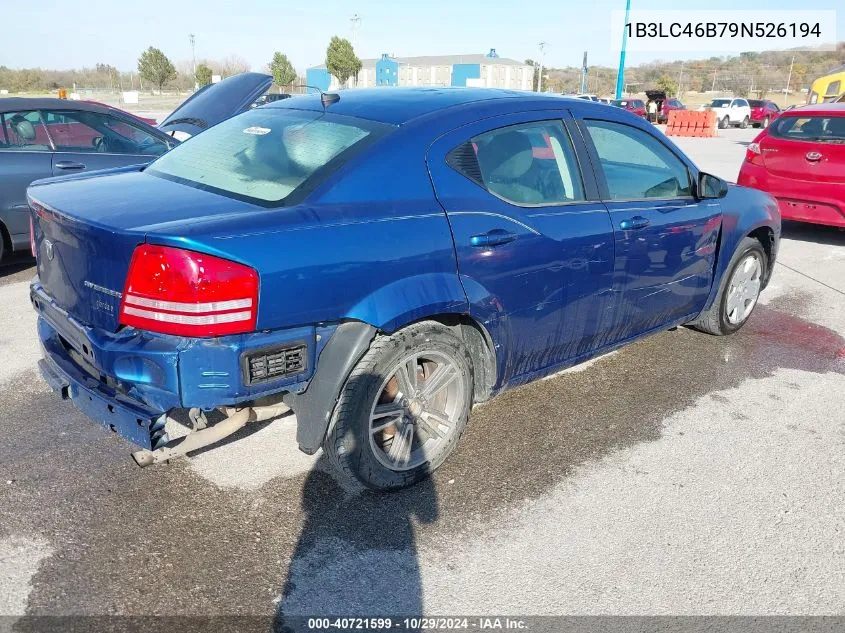 2009 Dodge Avenger Se/Sxt VIN: 1B3LC46B79N526194 Lot: 40721599