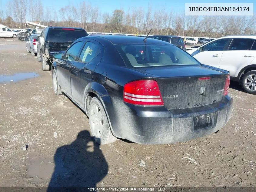 2010 Dodge Avenger Sxt VIN: 1B3CC4FB3AN164174 Lot: 12154118