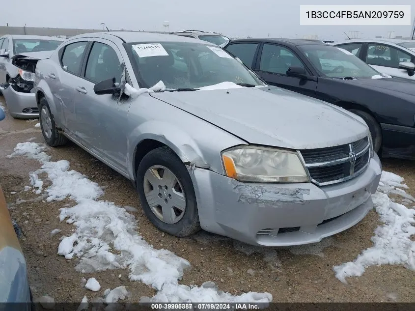 2010 Dodge Avenger Sxt VIN: 1B3CC4FB5AN209759 Lot: 39905387