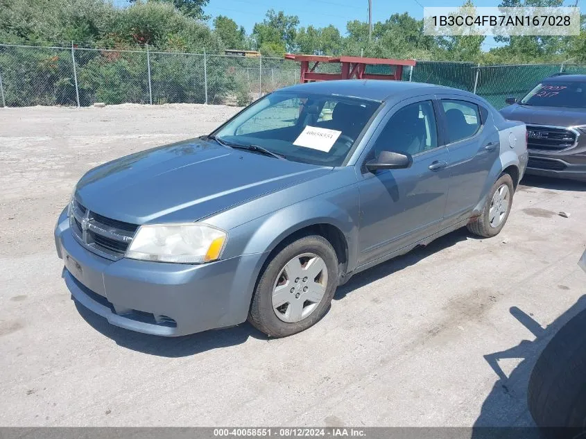 2010 Dodge Avenger Sxt VIN: 1B3CC4FB7AN167028 Lot: 40058551