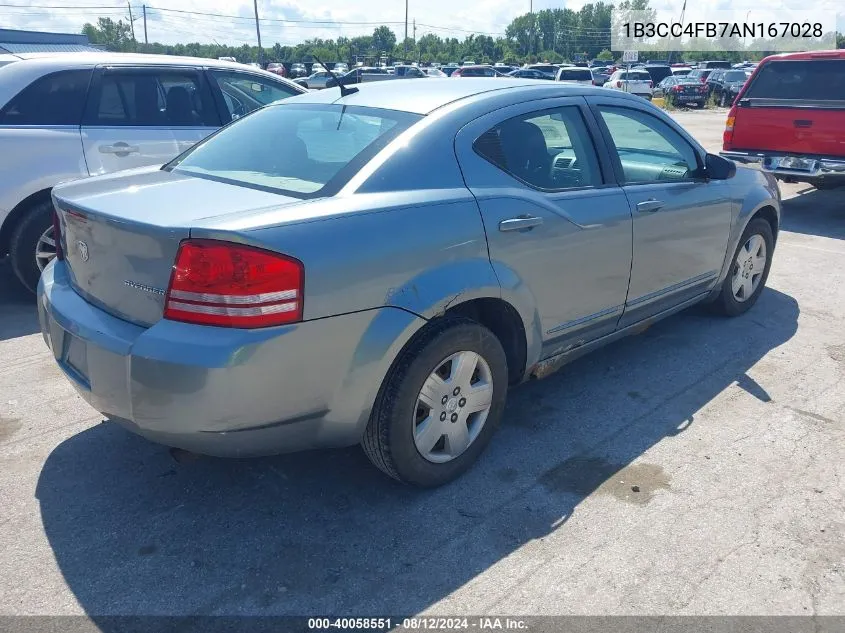 2010 Dodge Avenger Sxt VIN: 1B3CC4FB7AN167028 Lot: 40058551