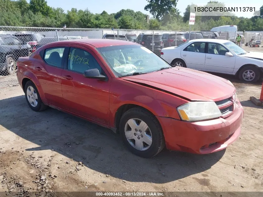 2010 Dodge Avenger Sxt VIN: 1B3CC4FB0AN113781 Lot: 40093452