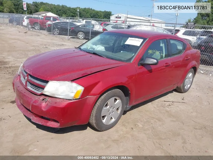 2010 Dodge Avenger Sxt VIN: 1B3CC4FB0AN113781 Lot: 40093452