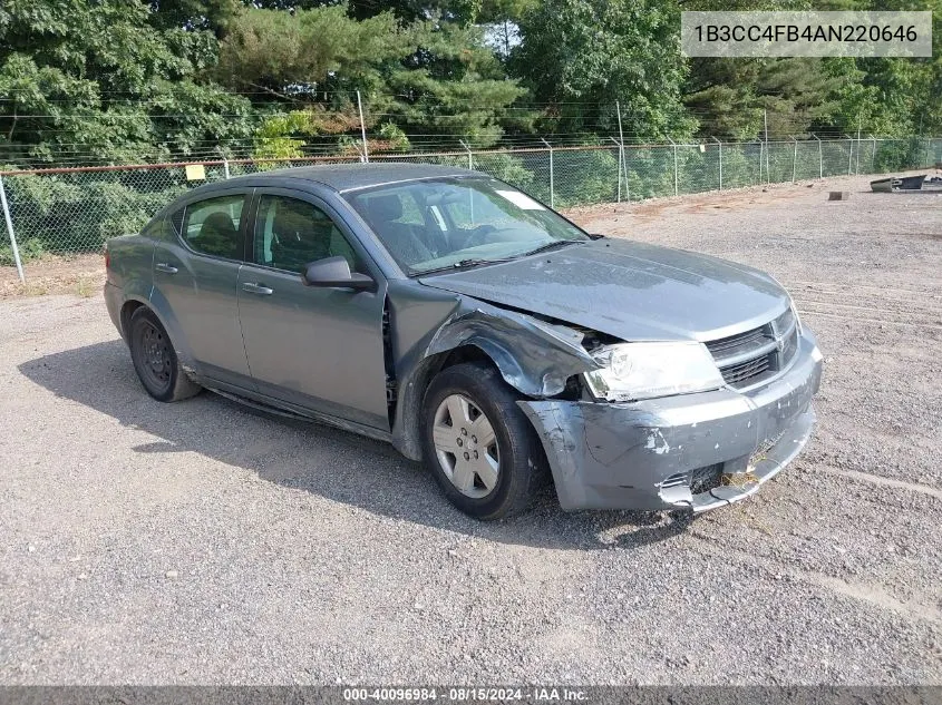 2010 Dodge Avenger Sxt VIN: 1B3CC4FB4AN220646 Lot: 40096984