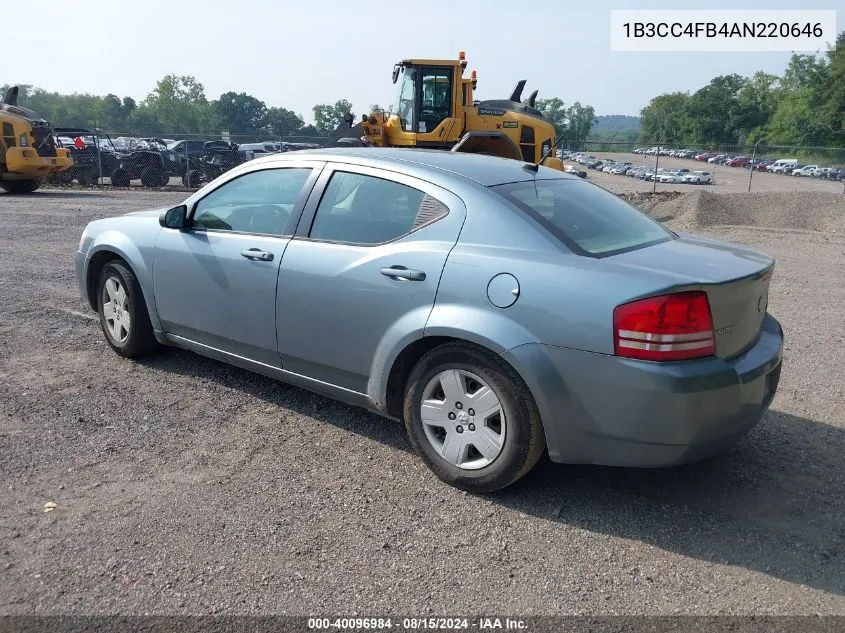 2010 Dodge Avenger Sxt VIN: 1B3CC4FB4AN220646 Lot: 40096984