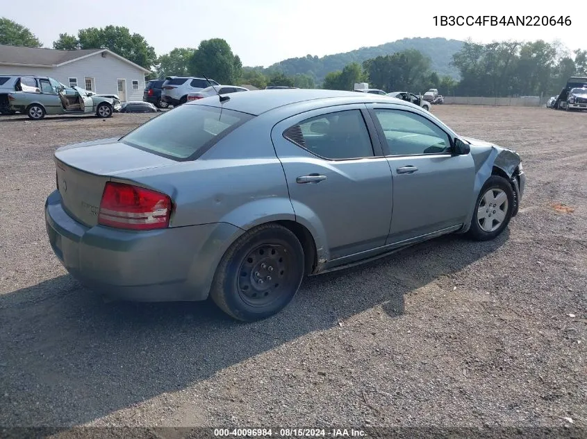 2010 Dodge Avenger Sxt VIN: 1B3CC4FB4AN220646 Lot: 40096984