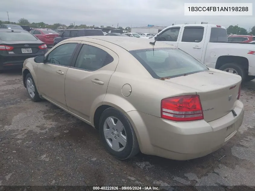 2010 Dodge Avenger Sxt VIN: 1B3CC4FB1AN198288 Lot: 40222826