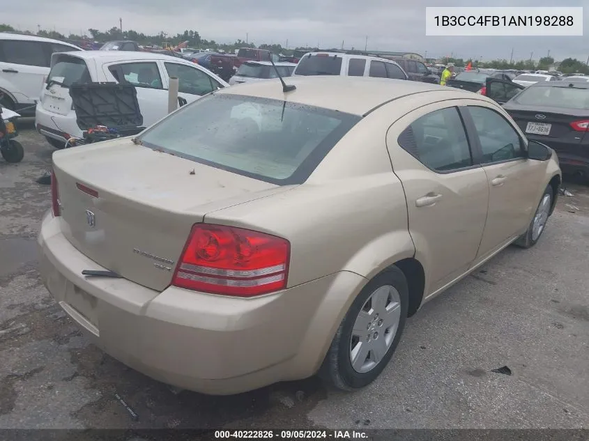 2010 Dodge Avenger Sxt VIN: 1B3CC4FB1AN198288 Lot: 40222826