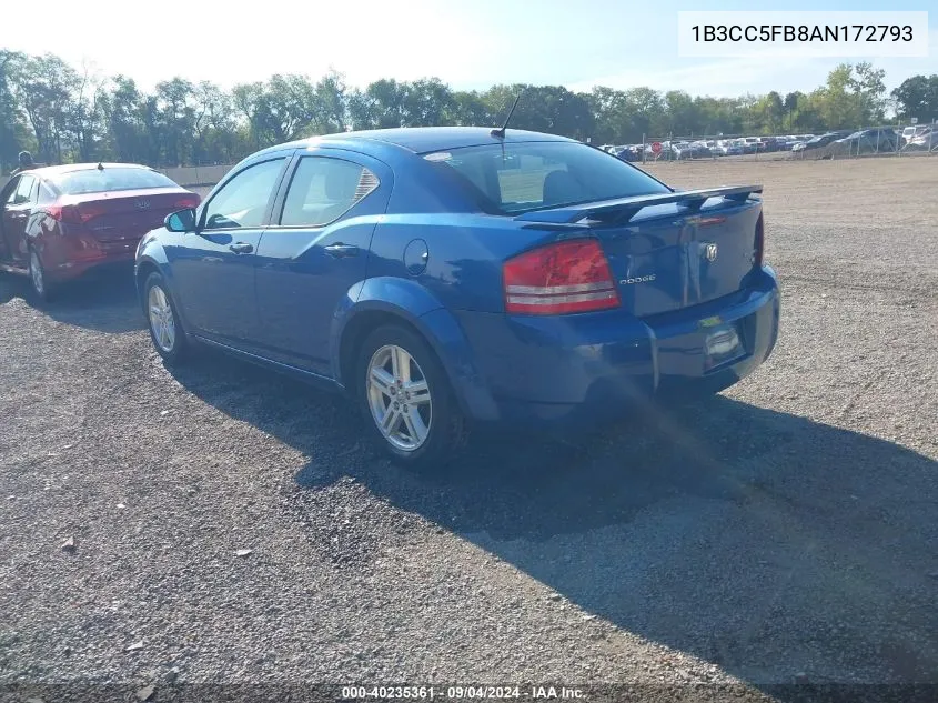 2010 Dodge Avenger R/T VIN: 1B3CC5FB8AN172793 Lot: 40235361