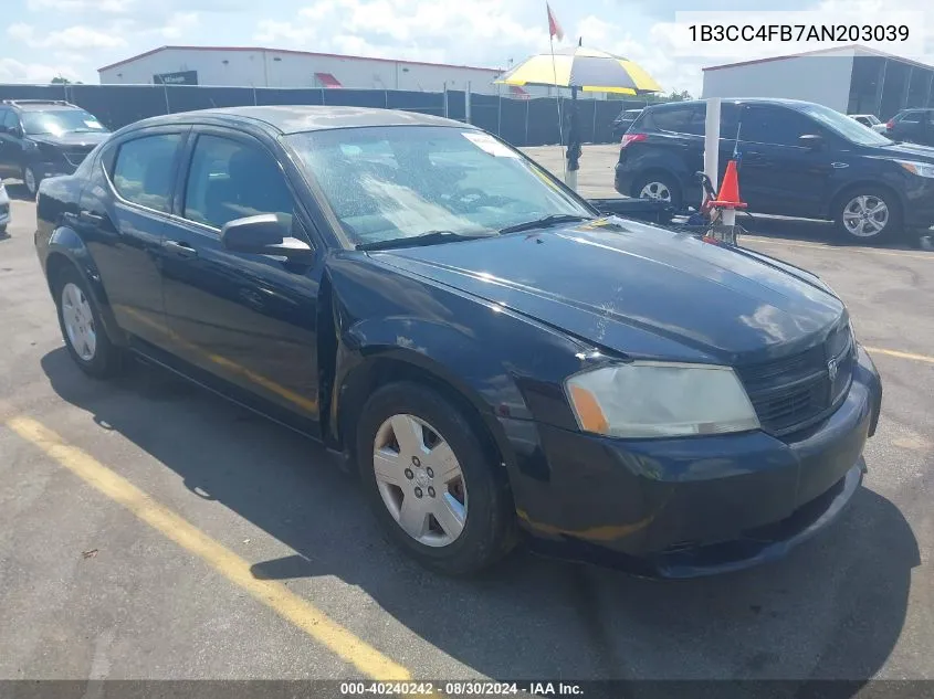 2010 Dodge Avenger Sxt VIN: 1B3CC4FB7AN203039 Lot: 40240242