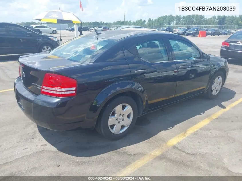 2010 Dodge Avenger Sxt VIN: 1B3CC4FB7AN203039 Lot: 40240242