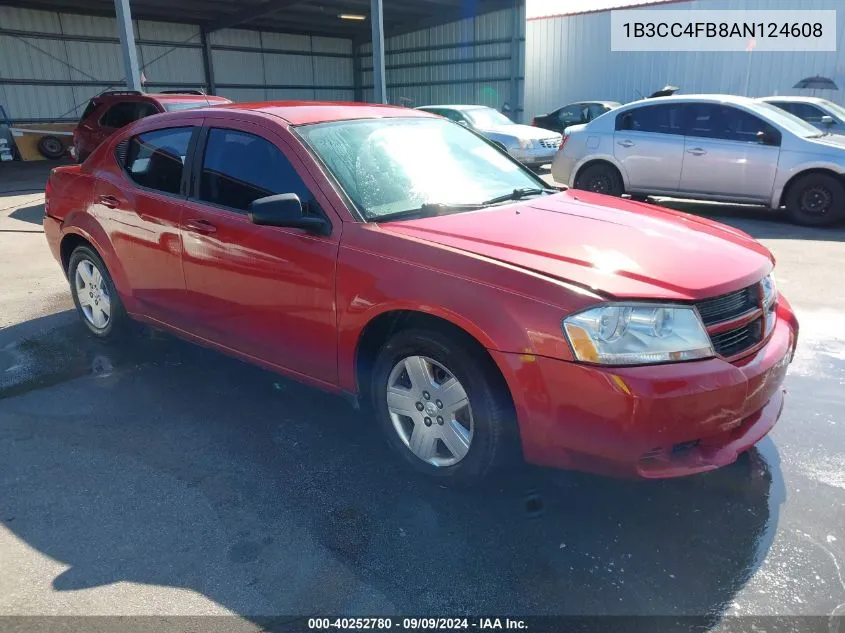 2010 Dodge Avenger Sxt VIN: 1B3CC4FB8AN124608 Lot: 40252780