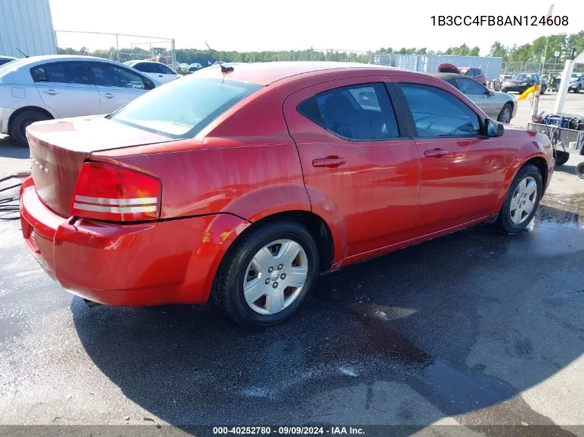 2010 Dodge Avenger Sxt VIN: 1B3CC4FB8AN124608 Lot: 40252780