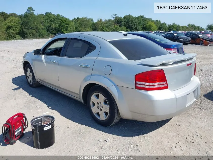 2010 Dodge Avenger Sxt VIN: 1B3CC4FB3AN117453 Lot: 40263692