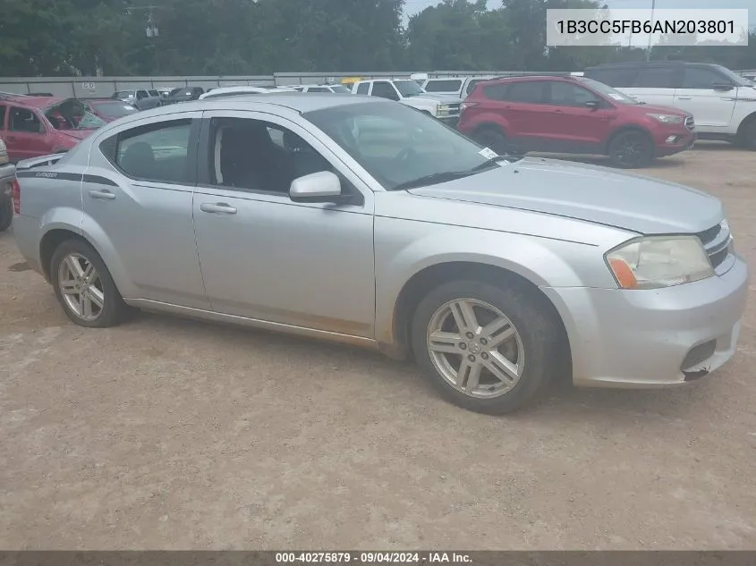 2010 Dodge Avenger R/T VIN: 1B3CC5FB6AN203801 Lot: 40275879