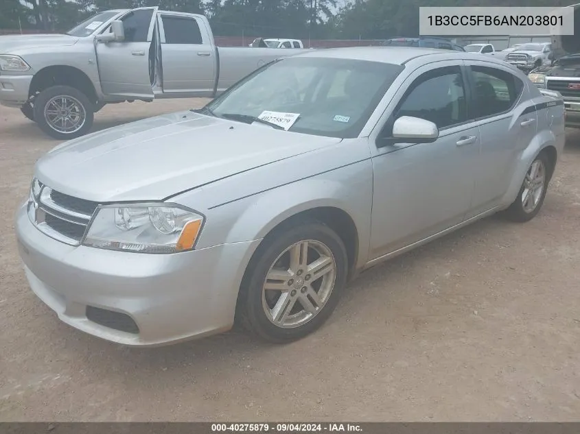 2010 Dodge Avenger R/T VIN: 1B3CC5FB6AN203801 Lot: 40275879