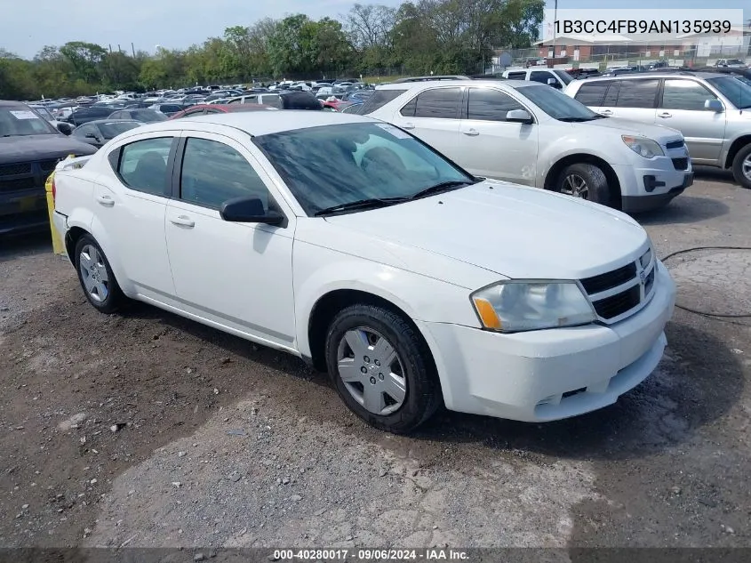 2010 Dodge Avenger Sxt VIN: 1B3CC4FB9AN135939 Lot: 40280017