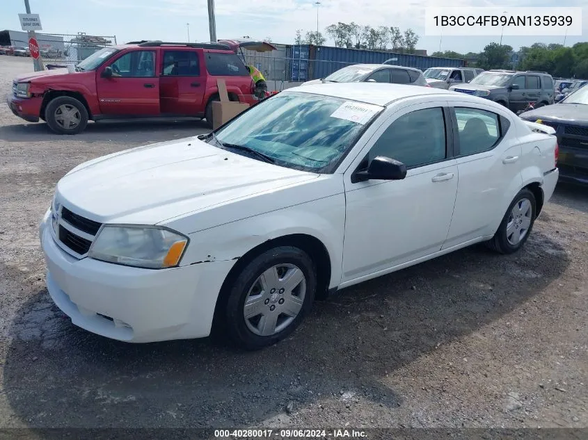 2010 Dodge Avenger Sxt VIN: 1B3CC4FB9AN135939 Lot: 40280017