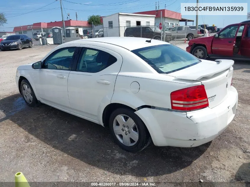 2010 Dodge Avenger Sxt VIN: 1B3CC4FB9AN135939 Lot: 40280017