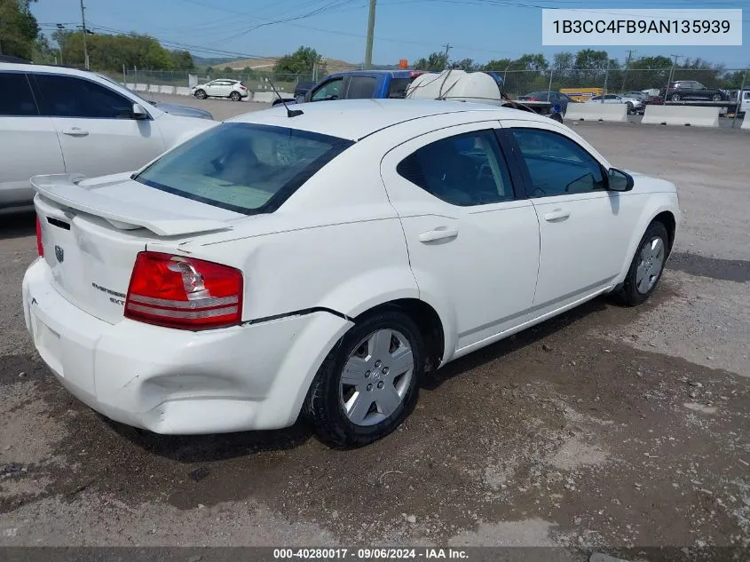 2010 Dodge Avenger Sxt VIN: 1B3CC4FB9AN135939 Lot: 40280017