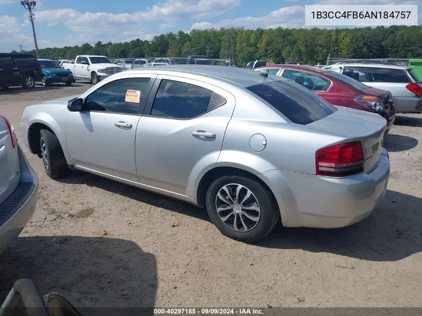 1B3CC4FB6AN184757 2010 Dodge Avenger Sxt