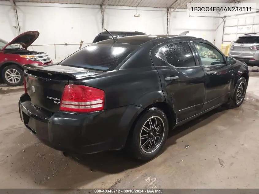 2010 Dodge Avenger Sxt VIN: 1B3CC4FB6AN234511 Lot: 40345712