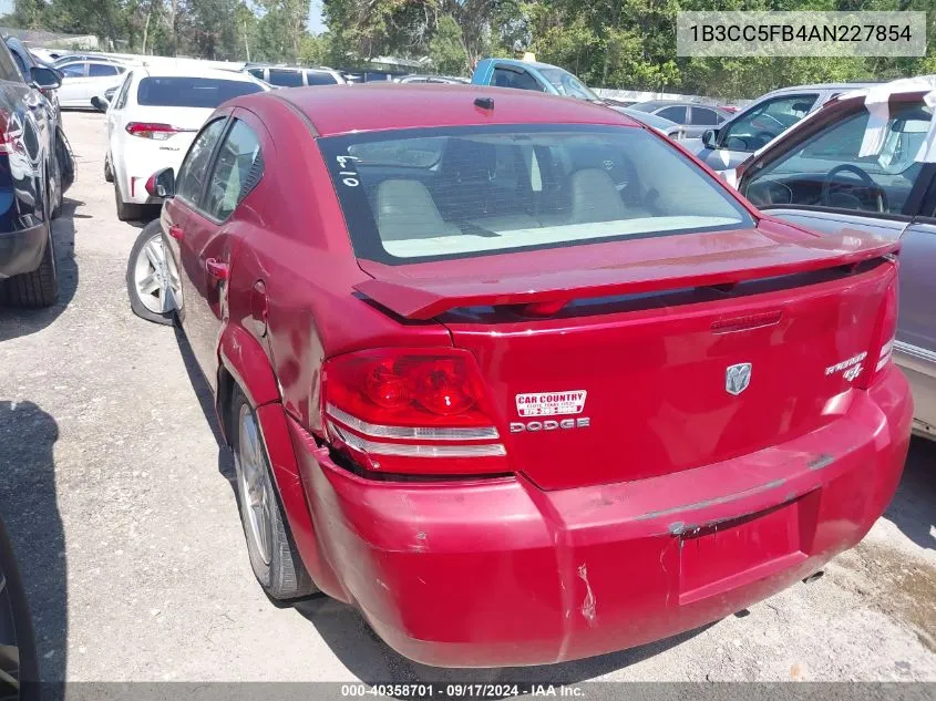 2010 Dodge Avenger R/T VIN: 1B3CC5FB4AN227854 Lot: 40358701